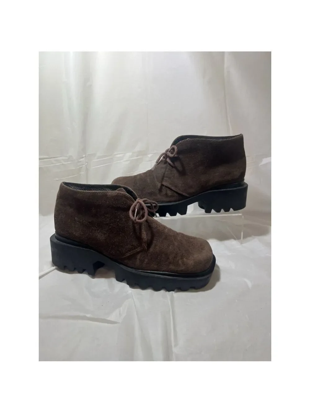 Colin Stuart vintage chunky Platform Loafer Brown Suede Y2K 90's